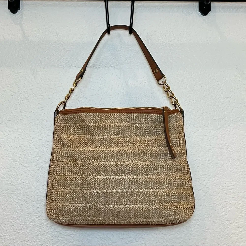 Jessica Simpson Lacey Faux Leather Hobo Bag in Natural Straw